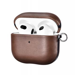 iCarer Leather Crazy Horse / kožené pouzdro pro Apple AirPods 3 / hnědé