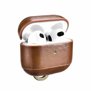 iCarer Leather Vintage / kožené pouzdro pro Apple AirPods 3 / hnědé