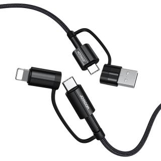 Joyroom S-1230G3 USB kabel 4v1 USB + USB-C PD / USB-C + Lightning / 1,2m / 3A / 60W černý
