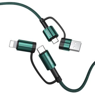 Joyroom S-1830G3 USB kabel 4v1 USB + USB-C PD / USB-C + Lightning / 1,8m / 3A / 60W zelený
