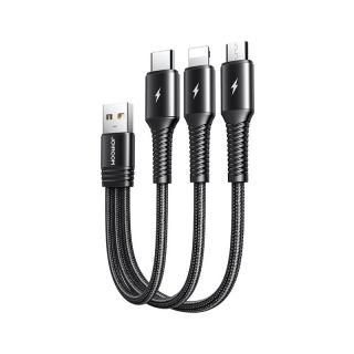 Joyroom SHORT 3v1 USB kabel iPhone Lightning / USB-C / Micro USB / 3,5A / 15cm