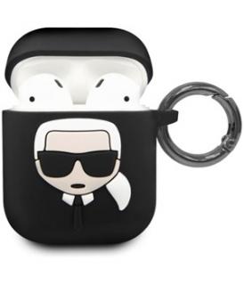 Karl Lagerfeld silikonové pouzdro pro Apple AirPods 1/2 černé KLACCSILKHBK