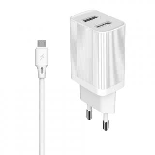 KingKong WP-U79i nabíječka 2 x USB + kabel Apple Lightning 1m / 2,1A bílá