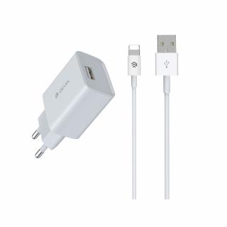 Nabíječka DEVIA SMART s výstupem USB 2,1A + kabel iPhone Lightning - bílá