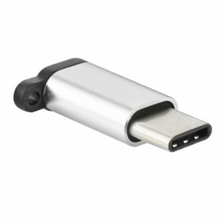 OEM adaptér Micro USB - USB-C stříbrný s poutkem