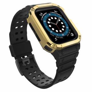 Protect řemínek + kryt k Apple Watch SE / 2 / 3 / 4 / 5 / 6 / 7 - 38/40/41mm black / gold