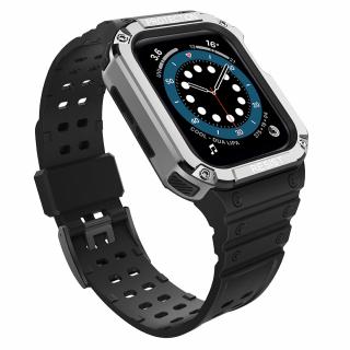 Protect řemínek + kryt k Apple Watch SE / 2 / 3 / 4 / 5 / 6 / 7 - 38/40/41mm black/ silver