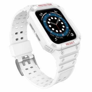 Protect řemínek + kryt k Apple Watch SE / 2 / 3 / 4 / 5 / 6 / 7 - 38/40/41mm white / white
