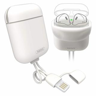 Remax silikonové pouzdro pro Apple AirPods 1/2 bílé s kabelem