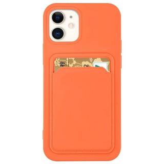 Silicone CARD case pouzdro / kryt s přihrádkou Apple iPhone 12 / 12 PRO (6,1 ), oranžové