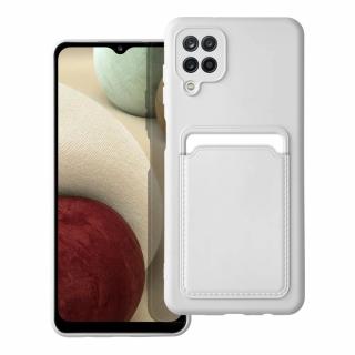 Silicone CARD case pouzdro / kryt s přihrádkou Samsung Galaxy A12, bílé