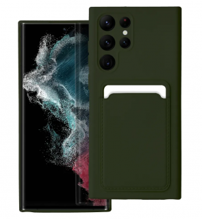Silicone CARD case pouzdro / kryt s přihrádkou Samsung Galaxy S22 Ultra, zelené