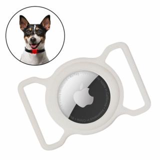 Silikonový držák na zvířecí obojek pro psa / kočku pro Apple AirTag bílý