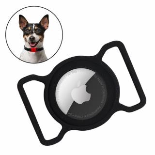 Silikonový držák na zvířecí obojek pro psa / kočku pro Apple AirTag černý
