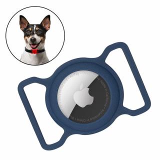 Silikonový držák na zvířecí obojek pro psa / kočku pro Apple AirTag tmavě modrý