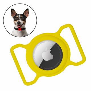 Silikonový držák na zvířecí obojek pro psa / kočku pro Apple AirTag žlutý