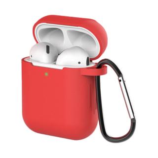 Soft Silicone Case pouzdro s karabinou pro Apple AirPods 1/2 červené