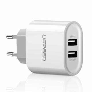 UGreen DC104 nabíječka s výstupem 2x USB / 1A + 2,4A bílá bez USB kabelu