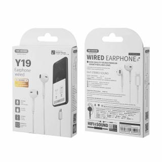 WK Design Y19 sluchátka s ovládáním EarPods pro iPhone 7 / 8 / X / Xs / Lightning konektor