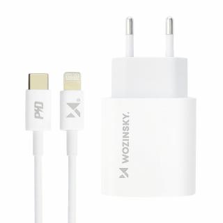 Wozinsky nabíječka USB-C PD 20W + kabel USB-C PD / Apple lightning / 1m / bílá