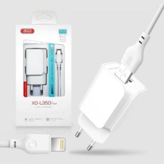 XO L35D nabíječka s výstupem 2x USB / 2,1A bílá + kabel pro iPhone Lightning