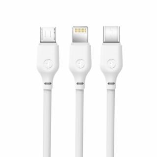 XO NB103 USB kabel 3v1 - iPhone lightning / USB-C / Micro USB 1m / 2,1A bílý