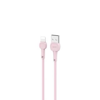 XO NB132 USB kabel - iPhone lightning 1m / 2A růžový