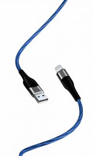XO NB158 svítící USB kabel - iPhone lightning 1m / 2,4A modrý