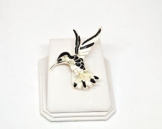 Brož Kolibřík černobílý swarovski crystal