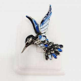 Brož Kolibřík modrý swarovski crystal