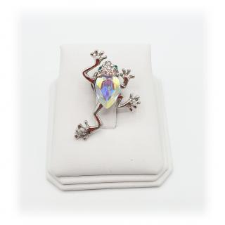 Brož Malá žába s kameny Swarovski® Aurore Boreale