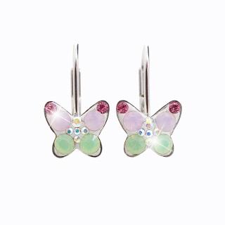 Dětské stříbrné náušnice Motýlci Swarovski multi