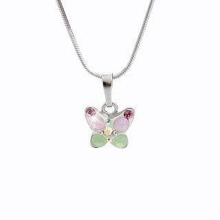 Dětský stříbrný náhrdelník Motýlek Swarovski multi