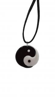 Kožený náhrdelník se skleněnou figurkou Yin Yang
