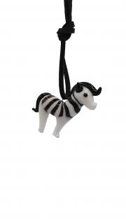 Kožený náhrdelník se skleněnou figurkou Zebra