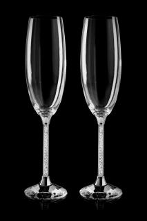 Křišťálové sklenice sekt 2ks noha s krystalky SW02 Barevné provedení: Stříbro