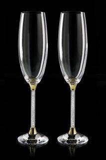 Křišťálové sklenice sekt 2ks noha s krystalky SW02 Barevné provedení: Zlato