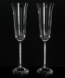 Křišťálové sklenice sekt 2ks noha s krystalky SW03 Barevné provedení: Stříbro