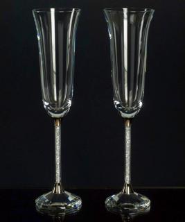Křišťálové sklenice sekt 2ks noha s krystalky SW03 Barevné provedení: Zlato