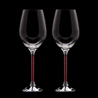Křišťálové sklenice víno 2ks červené krystalky SW01R