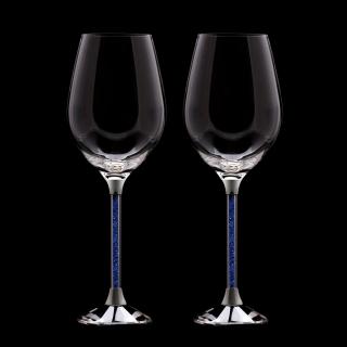 Křišťálové sklenice víno 2ks modré krystalky SW01BL