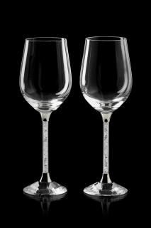 Křišťálové sklenice víno 2ks noha s krystalky SW01 Barevné provedení: Stříbro