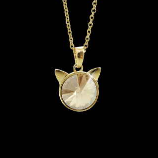 Náhrdelník Hlava kočky Swarovski® Gold Gold Shadow 12 mm