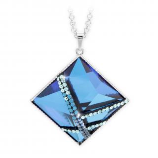 Náhrdelník Křišťálový kosočtverec s kamínky Swarovski® Bermuda Blue