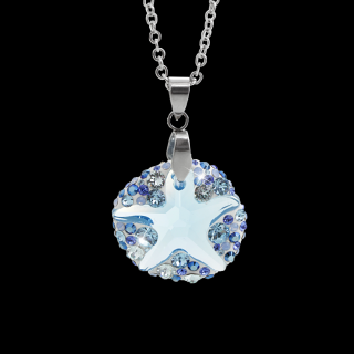 Náhrdelník Mořská hvězdice ponořena do kruhu Swarovski® Aquamarine