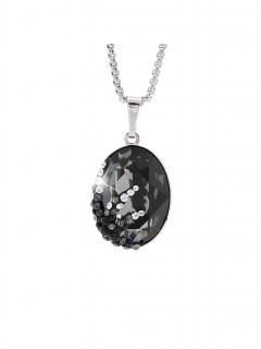 Náhrdelník Ovál s hvězdicí s kameny Swarovski® Black Diamond 18 mm