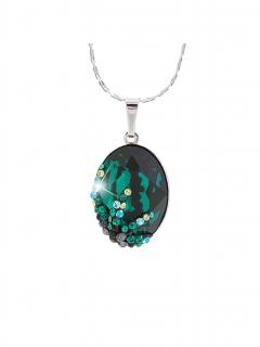 Náhrdelník Ovál s hvězdicí s kameny Swarovski® Emerald 18 mm