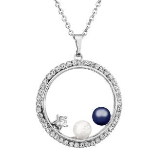 Náhrdelník Perly v kruhu s kameny Swarovski® Blue Pearl