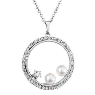 Náhrdelník Perly v kruhu s kameny Swarovski® White Pearl