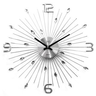 Nástěnné hodiny s křištálovým sklem a čísly stříbrné